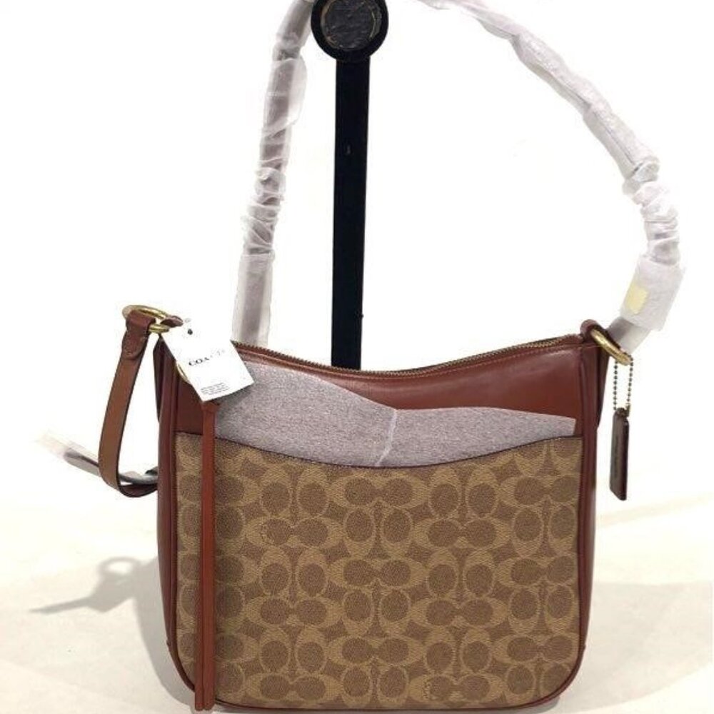 Coach Tan Signature Coated Canvas Chaise Crossbody Handbag New with tags